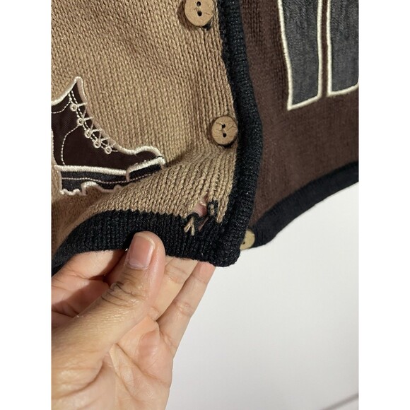 Vtg Christopher & Banks Vest M Brown Hiking Ramie Retro Hand Embroidered 90s Y2K - Picture 3 of 12